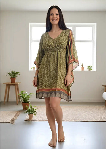 Vestido Blusa Túnica De Seda Hindú Importado Amplio Boho