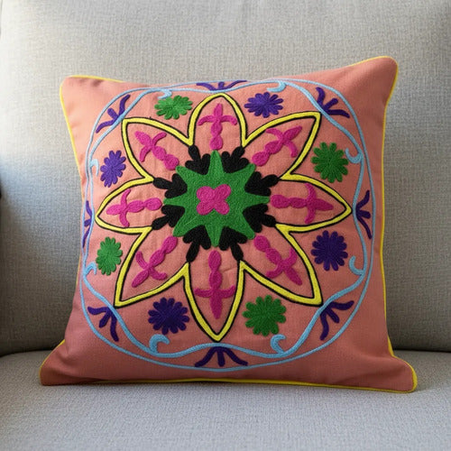Funda De Almohadón Bordada Importada India 45 X 45