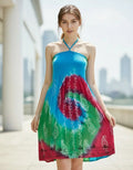 Vestido Solero Batik Importado Hippie Chic  Rayon Verde Batik L