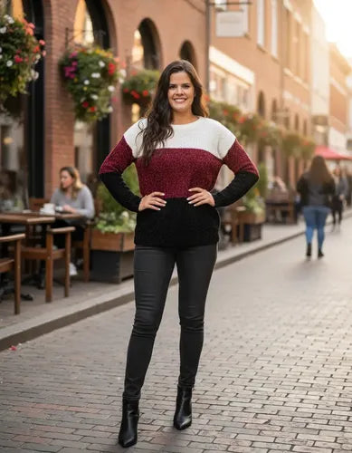 Sweater Tejido  Amplio Colores  Rojo U