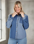 Camisa De Jean Denim Bicolor Talle Grande