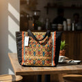Cartera Bolso Maxi Bordado Boho Negro Bordado Bronce