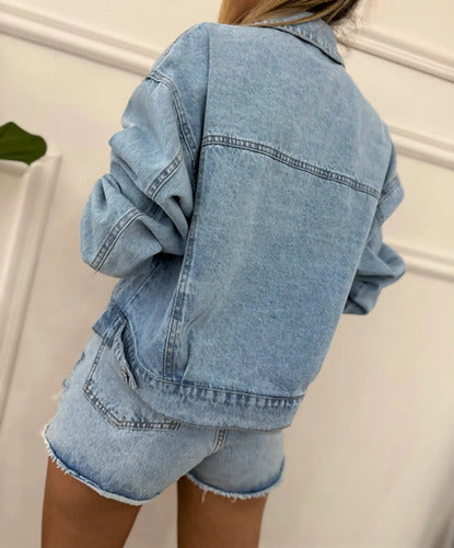 Campera Jean Cargo Denim Corta