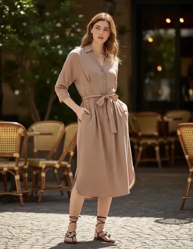 Vestido Camisero De Lino