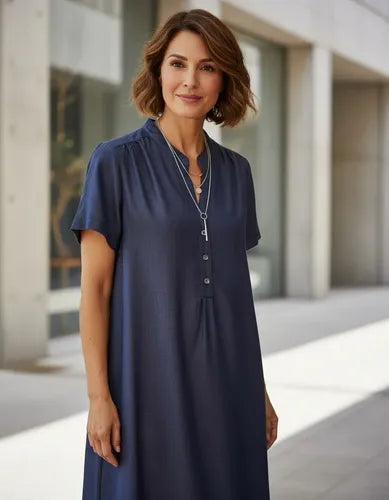 Vestido Cuello Mao Talle Grande Xl A 6xl