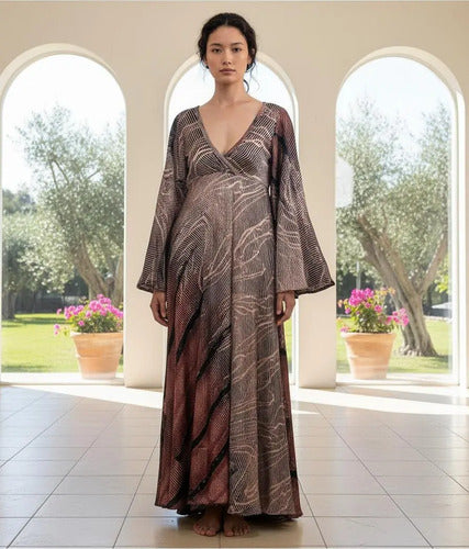 Vestido Mangas Oxford Seda Hindú Fiesta