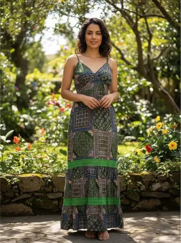 Vestido Solero Largo Sirena Importado Estampado Boho  India