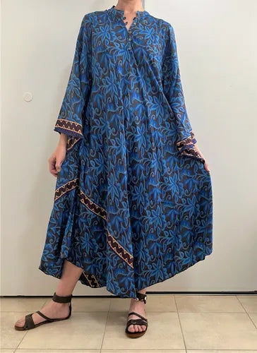 Vestido Mangas Oxford Importado Seda Hindú