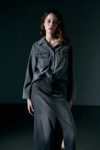 Camisa De Jean Gris Nueva 2da Selección Gris Lisa Xl
