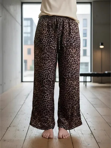 Pantalón Palazzo De Waffle Animal Print Marrón Animal Print Único