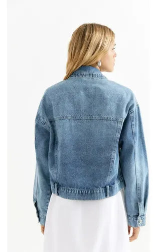 Campera De Jean Denim Celeste 40 Liso