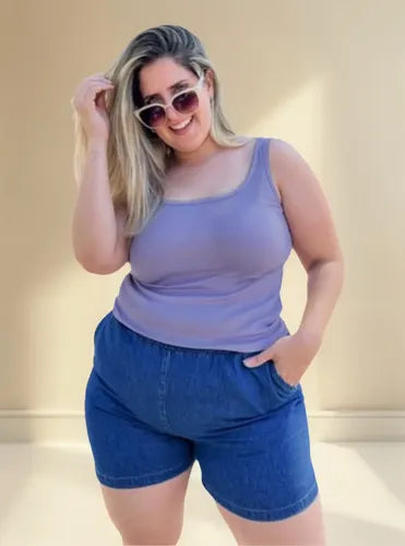 Short De Jean Camisero Denim M A Xxxl Talle Grande