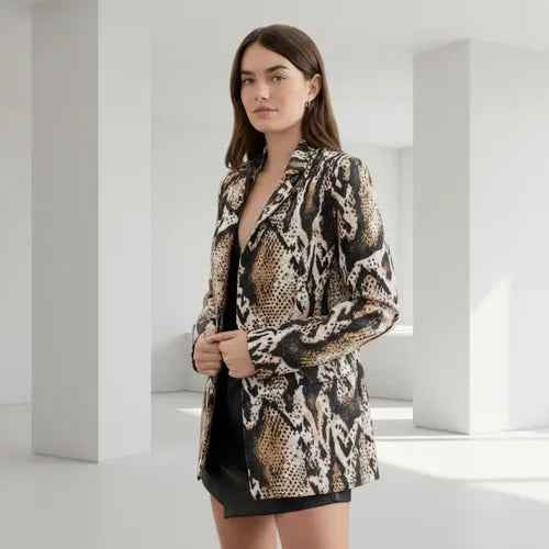 Blazer Animal Print Marrón Animal Print 40