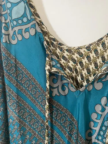 Vestido Solero Seda Hindu Talle Grande Nuevo 2da Selección Multicolor Estampado Único