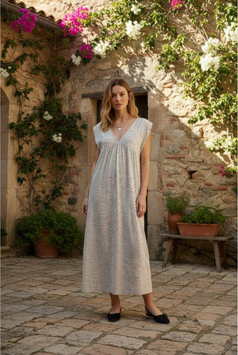 Vestido De Jersey Largo Escote En V