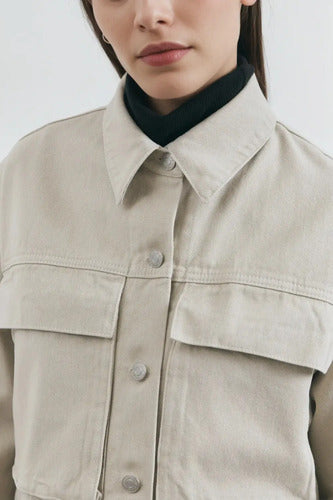 Campera Jean Cargo Denim Corta