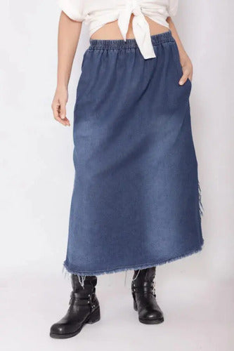 Pollera De Jean Desflecada Modelo Grande