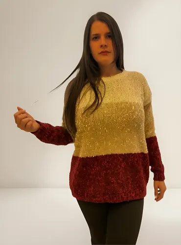 Sweater Tejido  Amplio Colores  Rojo U