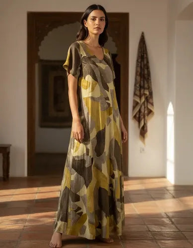 Vestido Largo Seda Boho Importado India Tipo Holi Rapsodia