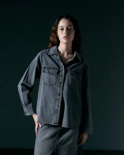 Camisa De Jean Gris Nueva 2da Selección Gris Lisa Xl