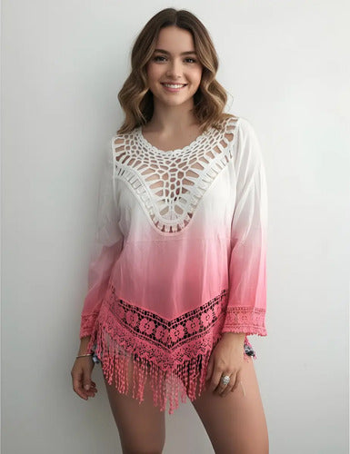 Camisa  Blusa Batik Puntilla Boho Hippie Chic Importada