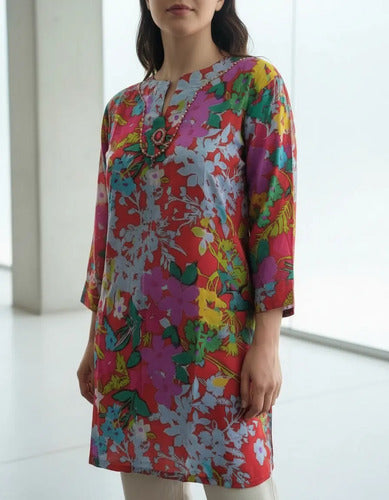 Blusa Camisa Túnica Importada Estampada Playa India