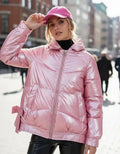 Puffer Campera  De Abrigo  Metalizada Importada Rosa Xxl Lisa