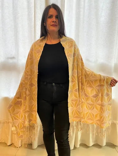 Pashmina Chalina Ruana Lanilla Rombos Importada