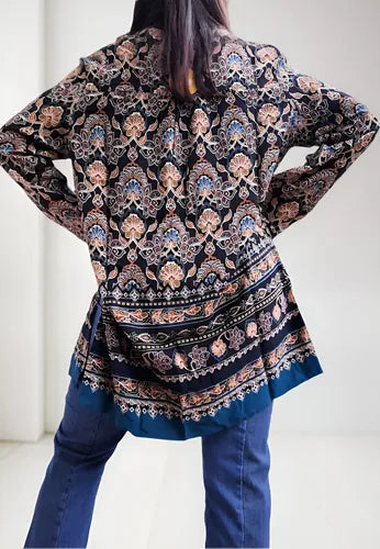 Blusa Camisa Tunica Importada Amplia Azul L