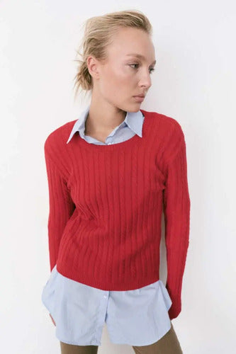 Sweater Pullover Trenzado Básico