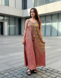 Vestido Solero Seda Hindu Importado Talle Grande Lila 2 Estampado Único