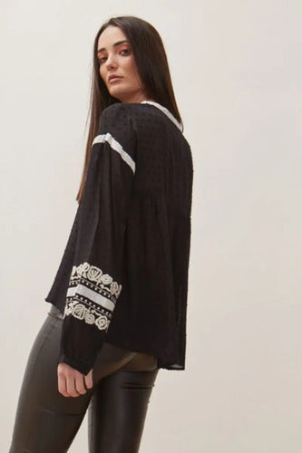 Camisa Blusa  Boho Plumetí Bordada Importada