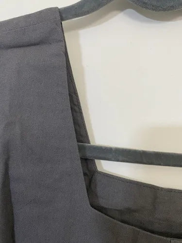 Vestido De Lino Escote Cuadrado Gris Lisa Único