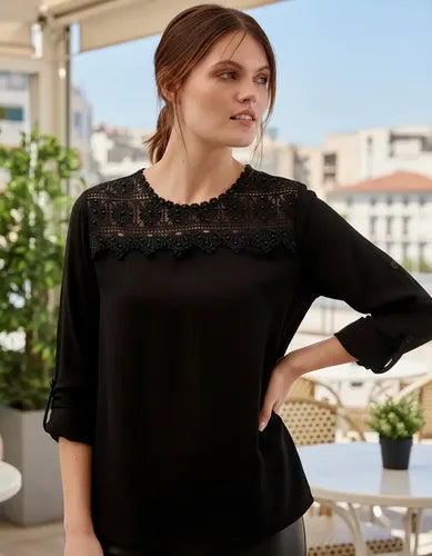 Camisa Blusa Importada Boho Puntilla (271) Negro Xl