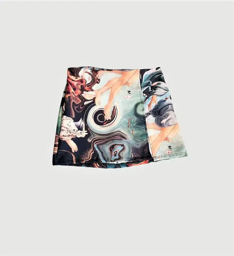 Mini Pollera Falda Venus Multicolor Estampado M