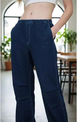 Pantalón Jean Parachute Denim Hilo Contraste
