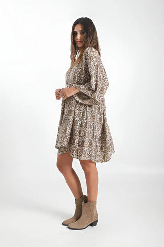 Vestido De Seda Hindú Corto Amplio Mangas Oxford Mod. 14