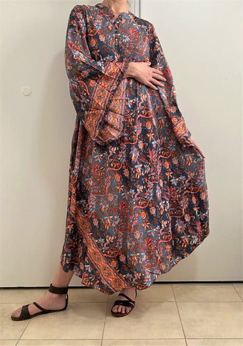 Vestido Mangas Oxford Importado Seda Hindú