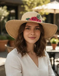 Capelina Sombrero Boho Folk Bordado Importado  Marrón Claro U