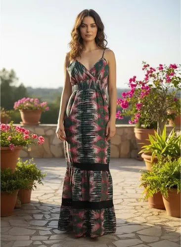 Vestido Solero Largo Sirena Importado Estampado Boho  India