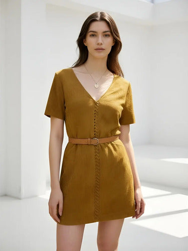 Vestido De Gamuza Importado Marrón Lisa S