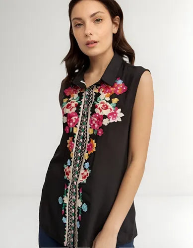 Blusa Camisa Importada Sin Mangas Bordada Estilo Vars