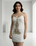 Vestido Solero Noche Bordado Importado Beige Lisa S