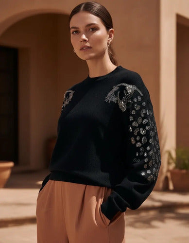 Sweater Importado Detalles Mangas Amplio Cod. 331 Hasta Xxl