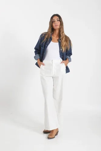 Campera De Jean Costura Contratono Azul S Liso