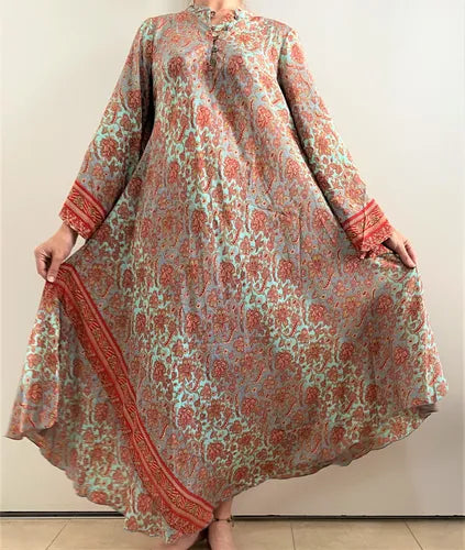 Vestido Mangas Oxford Importado Seda Hindú