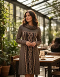 Vestido De Lanilla Estampado Marrón Estampado M