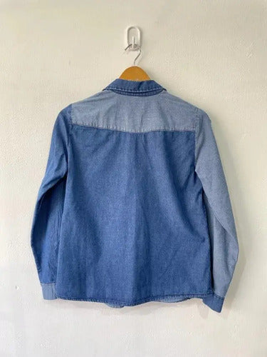 Camisa De Jean Denim Bicolor Talle Grande