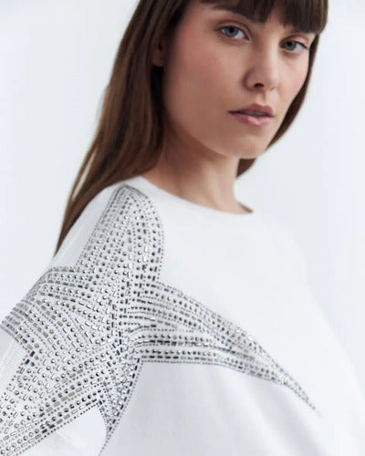 Sweater Tejido Estrella Importado Detalles Strass  Cod. 332 Rosa Único