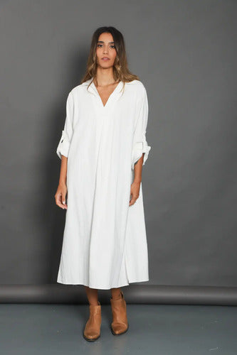Vestido Largo Talle Grande De India Nuevo 2da Selección Off White Liso Xxl